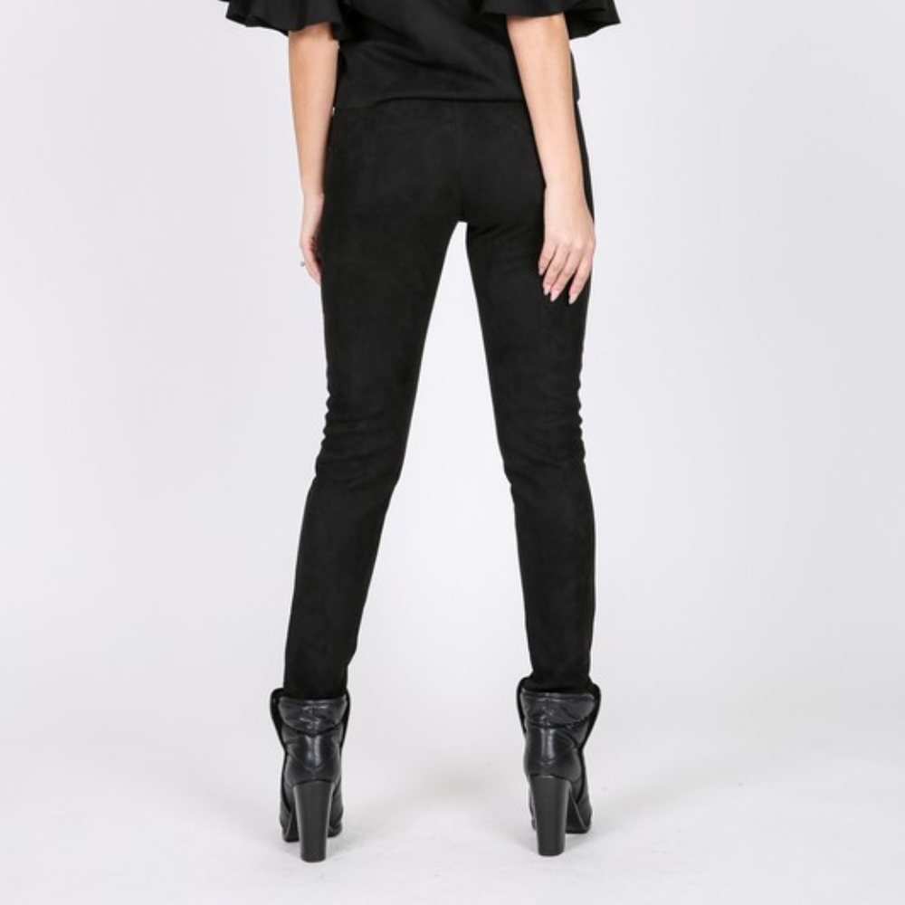 Faux Suede Lace Up Skinny Pants - Picture 3 of 5